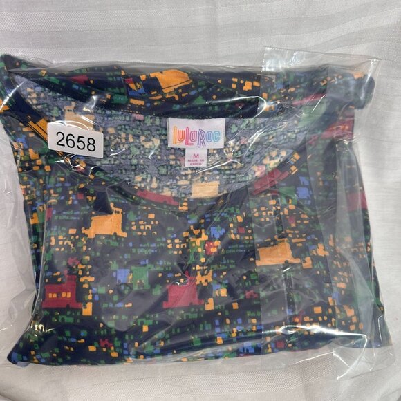 LuLaRoe IRMA Blue Yellow Red Digital Shapes Hi-Low Tunic Top Shirt Medium M - Picture 5 of 5